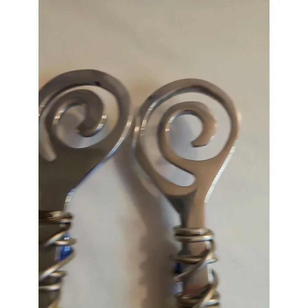 Dary Rees Salad Servers Vintage 1990s Pewter & Colorful Stones